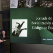 Licenciada magíster Mónica Villalba, hablando sobre analizar los valores en el actuar del funcionario judicial.