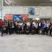 Los alumnos del quinto año de la carrera de derecho de la Universidad Nacional de Asunción en el Hall central del Palacio de Justicia