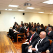 La charla tuvo lugar en la sala de conferencias de la sede judicial de Asunción.