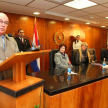 El Ministro Miguel Oscar Bajac dirigiéndose a los presentes durante la firma del acuerdo.