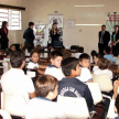 Estudiantes del tercero al sexto grado de la Escuela San Blas recibieron la charla educativa sobre el módulo.