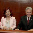 La ministra Miryam Peña y el presidente de la AMJP, Ángel Cohene durante el encuentro