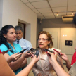 La ministra Pucheta también brindó declaraciones a la prensa referentes a la violencia de género.