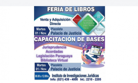 Hoy feria de libros y capacitación sobre bases de datos jurídicos