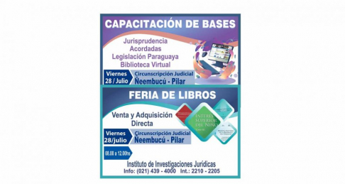 IIJ hará feria de libros y capacitación sobre bases de datos jurídicos en Pilar.