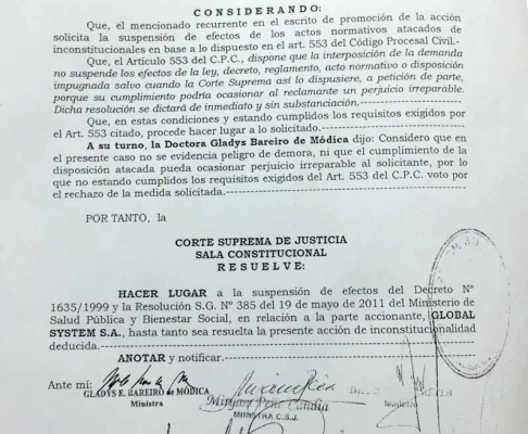 Derecho a réplica de la ministra Gladys Bareiro de Módica.