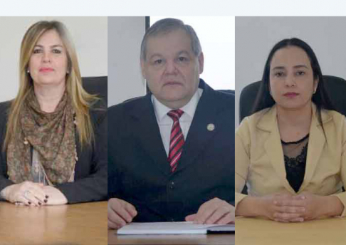 El nuevo titular del Consejo de Administración de Caazapá, Édgar Urbieta, y las vicepresidentas Cynthia Ramírez de Melgarejo y Margarita Miranda Brítez.