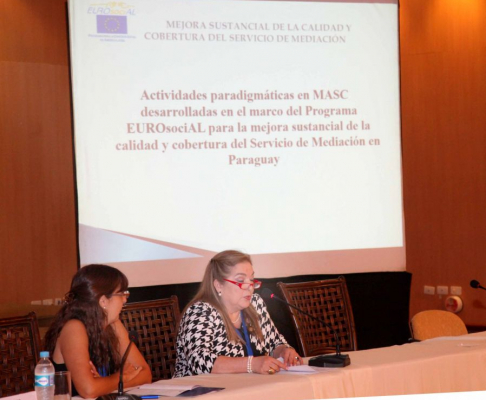 La directora de Mediación del Poder Judicial, Gladys Alfonso de Bareiro, mencionó que se  tuvo la asesoría especializada del Programa EUROsocial II.