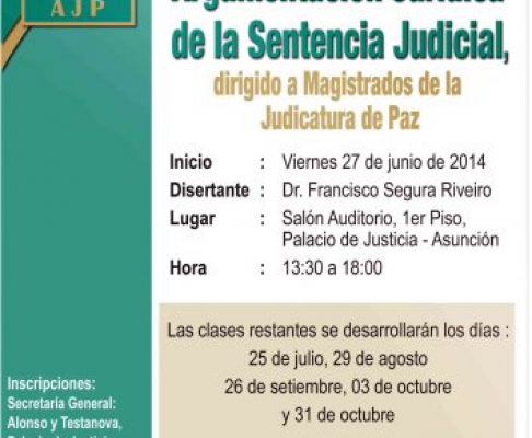 Afiche del curso de actualización para jueces de Paz.