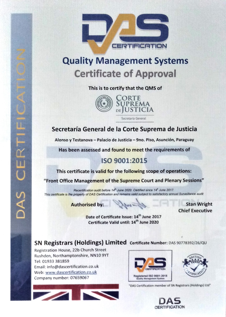 Certificado de Calidad SGCSJ