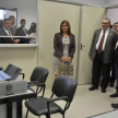 Las autoridades judiciales procedieron al corte de cinta que hace apertura oficial del Juzgado de Paz de Santa María de Fe.