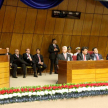 El titular de la Cámara de Diputados, Juan Bartolomé Ramírez, dirigiéndose a los  presentes durante el acto de recordación por los 25 años de democracia en el Paraguay.