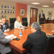Durante la reunión con representantes del Colegio de Escribanos del Paraguay.