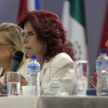 La doctora Miryam Peña hablando sobre la legislación laboral en el Paraguay.