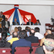 El ministro Bajac se dirige a los presentes durante la inauguración de la sede judicial en Fuerte Olimpo.