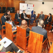 El conversatorio tuvo lugar en la sala de conferencias del octavo piso de la torre norte del Palacio de Justicia.