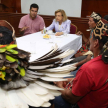 Los integrantes del pueblo Ayoreo estuvieron acompañados de Taguuide Uyu, intérprete de la comunidad.