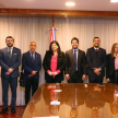 Ldoctora Carolina Llanes Ocampos, recibió en audiencia protocolar al ministro de la Niñez y la Adolescencia, Walter Gutiérrez; al viceministro, Víctor Escobar, y a la comitiva oficial de la Fundación General de la Universidad de Salamanca (España).
