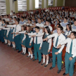 Los estudiantes del Salesianito jurando como nuevos facilitadores judiciales.
