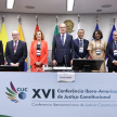 Durante la XVI Conferencia Iberoamericana de Justicia Constitucional “Justicia Constitucional y Democracia”.