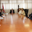 El presidente de la Corte Suprema, doctor Víctor Núñez, junto a los ministros del Máximo Tribunal y los enviados del organismo internacional.