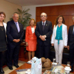 El presidente de la Corte y la vicepresidenta primera de la Corte, doctores José Raúl Torres Kirmser y Alicia Pucheta de Correa, con el secretario general y comitiva.