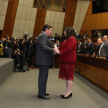 El presidente del Congreso Nacional, Blas Llano, en el saludo de rigor.