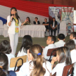 La jueza de la Niñez y Adolescencia momento de la charla con los estudiantes.