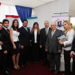 Los ministros Luis María Benítez Riera y Óscar Bajac visitaron el stand de la Corte Suprema de Justicia.