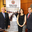 Ministro de la Corte, Miguel Óscar Bajac, Rocío Abed de Zacarías, directora de la Secretaría de Acción Social de la Gobernación de Alto Paraná y Rigoberto Zarza, director del Sistema Nacional de Facilitadores Judiciales.