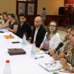 La doctora Margarita León, titular de la Asociación de Magistradas Judiciales del Paraguay, dio apertura a las charlas de la jornada sabatina.