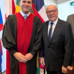El presidente de la Corte Suprema de Justicia, doctor César M. Diesel Junghanns, acompañado de juez Rodrigo Mudrovitsch, presidente (Brasil).