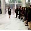 Los visitantes fueron recibidos en el Hall Central del Palacio de Justicia.