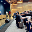 En el Salón Auditorio del Palacio de Justicia de Ciudad del Este, el ministro superintendente tomó juramento de ley a los nuevos 55 abogados.