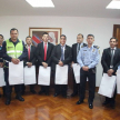 el comisario principal Mario Ovelar, jefe de Seguridad del Palacio de Justicia de la Capital, acompañado de su equipo.