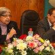 La doctora Valentina  Núñez, presidenta de la Asociación de Jueces, junto al profesor chileno Francisco Segura.