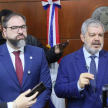 El Ministro del Interior, doctor Enrique Riera y el Ministro de Justicia, abogado Rodrigo Nicora