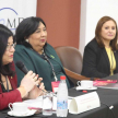 La vicepresidenta primera de la CSJ, doctora Carolina Llanes, la ministra de la Niñez y la Adolescencia, Teresa Martínez y la Defensora General, Lorena Segovia.