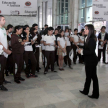 La encargada de la Secretaría de Educación, Amada Herrera, dio la bienvenida a los estudiantes.