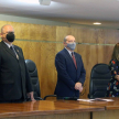 El presidente de la Corte Suprema de Justicia, César Diesel, acompañado del ministro Luis María Benítez Riera y la defensora general, Lorena Segovia, tomaron juramento a defensores y magistrado.