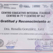 Las autoridades del Centro Educativo Integral de Itauguá entregaron un certificado de gratitud, reconocimiento y agradecimiento a la jueza de Ejecución Penal de Luque, María Rosalía González.