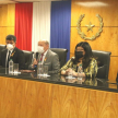 El presidente de la Corte Suprema de Justicia, doctor César Diesel, y los ministros, doctores Carolina Llanes (Superintendente de Itapúa) y Víctor Ríos, participaron de una jornada de trabajo.