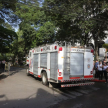 Tras el incidente, rápidamente acudieron al lugar el cuerpo de bomberos de la Policía Nacional