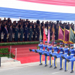 Momento de la realización del desfile Militar y Policial