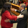 El ministro Manuel Ramírez Candia saludó a la nueva ministra de la Corte.