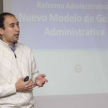 Abogado Juan José Martínez, asesor de Gabinete del Ministro Benítez Riera, hablando sobre el Nuevo Modelo de Gestión Administrativa.