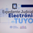 Afiche digital y logo de la campaña de comunicación institucional "El Expediente Judicial Electrónico es tuyo".