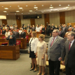Los ministros Antonio Fretes, Gladys Bareiro de Módica y Eugenio Jiménez Rolón participaron de la presentación de los proyectos de Ley contra el crimen organizado.