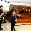 La interpretación del Himno Nacional en versión instrumental estuvo a cargo de la violinista Pacita Vaesken.