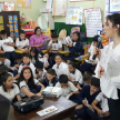 La licenciada Amada Herrera presentó a los alumnos el trabajo de la Secretaría de Educación.